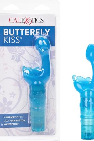 CalExotics Original Butterfly Kiss Vibrator - Multi-Speed Waterproof Vibe ? Adult Sex Toys for Couples - Clitoral G Spot Massager ? Blue
