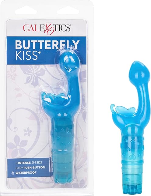 CalExotics Original Butterfly Kiss Vibrator - Multi-Speed Waterproof Vibe ? Adult Sex Toys for Couples - Clitoral G Spot Massager ? Blue
