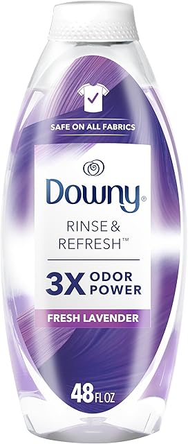 Downy RINSE & REFRESH Laundry Odor Remover and Fabric Softener, Fresh Lavender, 48 fl oz, Safe on ALL Fabrics, Gentle on Skin, HE Compatible