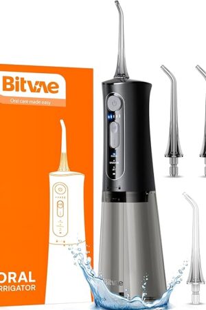 Bitvae Water Dental Flosser for Teeth, Cordless Water Teeth Cleaner Picks, 3 Modes 5 Intensities, IPX7 Waterproof, Rechargeable Water Dental Picks for Cleaning - Black