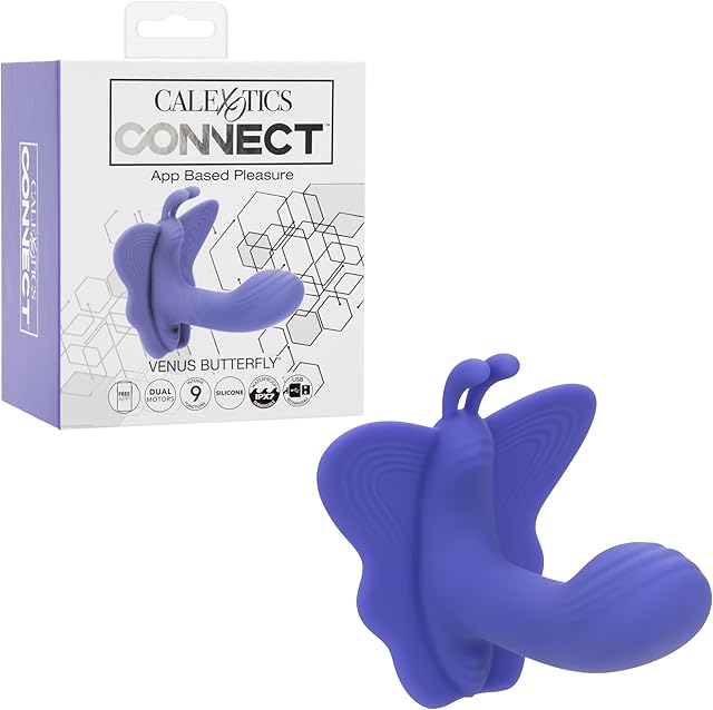CalExotics Connect Venus Butterfly, Wearable APP Remote Control Vibrator for Women, 9 Modes & Waterproof Silicone - SE-0001-12-3