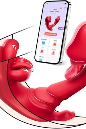 Wearable Vibrator Rose Sex Toy for Women - 5IN1 G Spot Dildos Adult Toys with 9 Licking Biting & 9 Tongue Vibration Modes for Anal Panties, App Remote Control Stimulator Pleasure for Couple Game