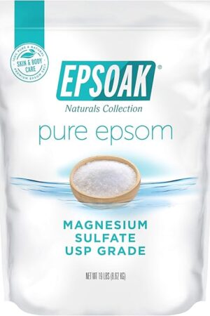 Epsoak Epsom Salt 19 lb Magnesium Sulfate USP, Resealable Epsom Salt Bulk Bags Unscented, Made in The USA, Cruelty-Free Certified
