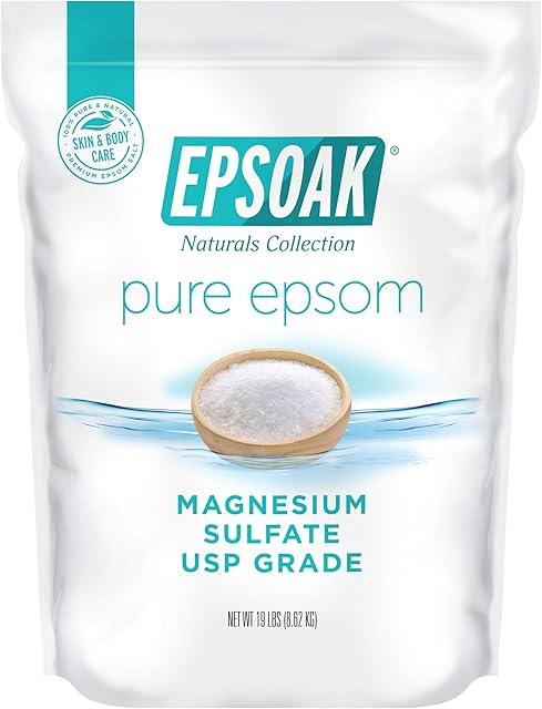 Epsoak Epsom Salt 19 lb Magnesium Sulfate USP, Resealable Epsom Salt Bulk Bags Unscented, Made in The USA, Cruelty-Free Certified