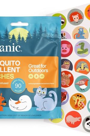 Cliganic Mosquito Repellent Stickers (90 Pack) - Animal Patches for Kids, Natural DEET-Free, Essential Oil Infused
