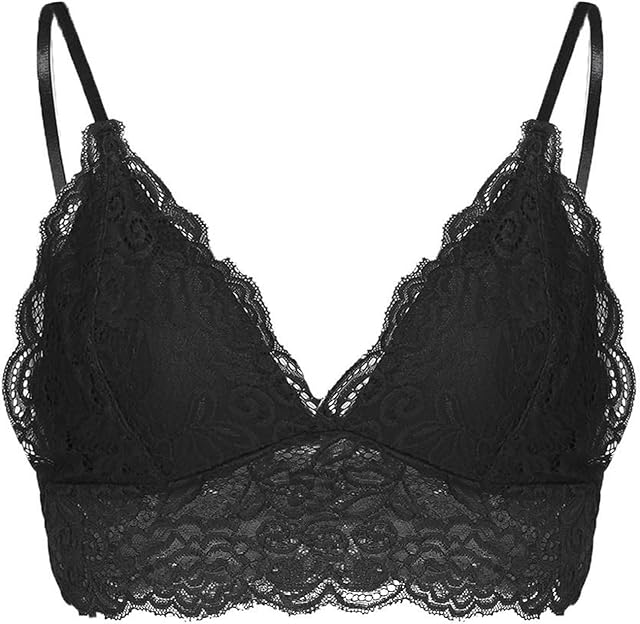 Women's Floral Lace Padded Bralette Sexy Mesh Deep V Neck Camisole Bustier Tops Wirefree Going Out Crop Top Lingerie