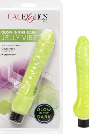 CalExotics Glow-In-The-Dark Jelly Penis Vibe, Green, 7"