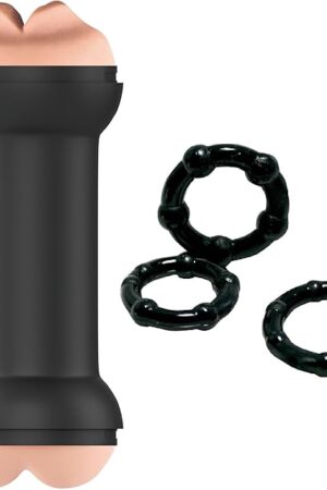 Cock Ring (3 Pack) with Male Masturbator Bundle