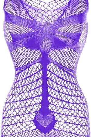 Women Fishnet Lingerie Sleepwear One Piece One Size V-Neck See Through Babydoll Mini Dress