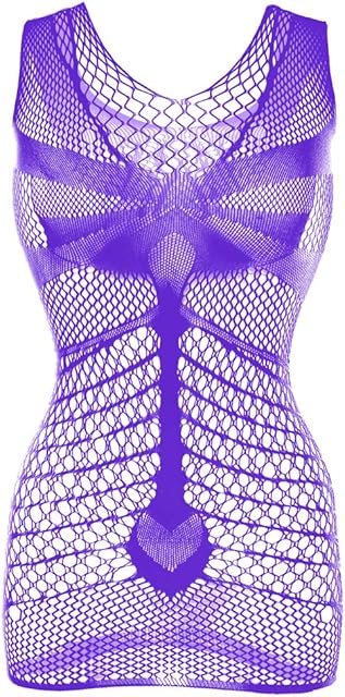 Women Fishnet Lingerie Sleepwear One Piece One Size V-Neck See Through Babydoll Mini Dress