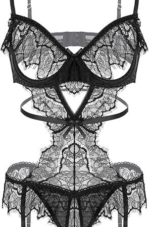 Lace Bodysuits for Women One Piece Lingerie Criss Cross Bodycon Bodysuit V Neck Babydoll Camisole Jumpsuit