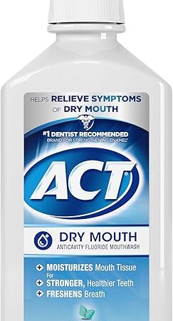 ACT Dry Mouth Anticavity Zero Alcohol Fluoride Mouthwash, Soothing Mint, 338 fl oz
