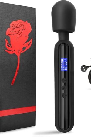 Vibrator Wand Sex Toy Cordless Wand Massager for Women Clitoral Stimulation, Wand Vibrator G Spot Vibrating Wand for her with LCD Display 10 Patterns & 4 Speeds Suitable for Gifting (Black)
