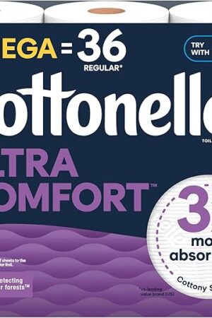 Cottonelle Ultra Comfort Toilet Paper, 9 Mega Rolls = 36 Regular Rolls, Packaging May Vary