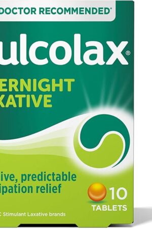 Dulcolax Stimulant Laxative Tablets, Predictable & Effective Constipation Relief, Relieves Straining & Bloating, Bisacodyl 5 mg, 10 Count
