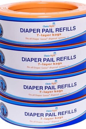 Compatible with Diaper Genie Pails, 4-Pack, 1300count
