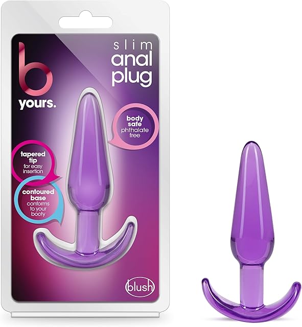 Blush Novelties B Yours Slim Tapered See Through Soft Flexible Easy to Clean Comfortable 4 1/4 Inch Butt Plug for Women - Easy Insertion Base Anchor Adult Toys - Sex Toy