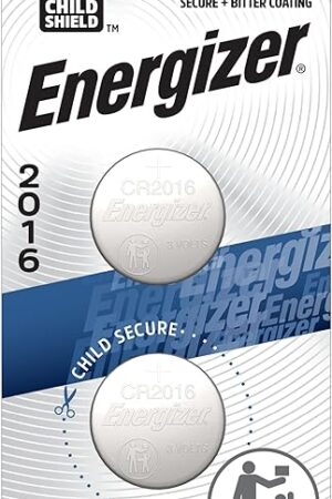 Energizer 2016 Batteries (2 Pack), 3V Lithium Coin Batteries With 3-in-1 Child Shield