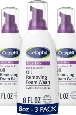 Cetaphil Pro Oil Removing Foam Wash, Foaming Facial Cleanser, Fragrance Free Formula Suitable for Sensitive Skin, 8 Fluid Ounce (Pack of 3)