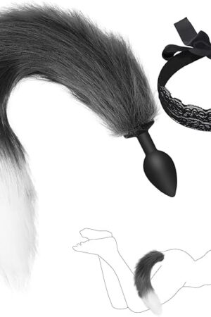 Fox Tail Cosplay Anal Plug Butt Stopper with Tail, Silicone Butt Anal Plug Cute Fluffy Tail Adults Role Play Games Adult Toy for Beginner Couples