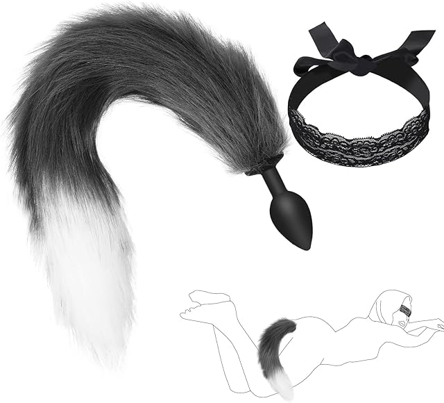Fox Tail Cosplay Anal Plug Butt Stopper with Tail, Silicone Butt Anal Plug Cute Fluffy Tail Adults Role Play Games Adult Toy for Beginner Couples
