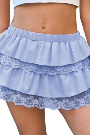 Womens Lolita Bloomers Y2k Lace Ruffle Mini Shorts Skirt Cute Sweet Layered Pumpkin Pants Sexy Boy Shorts