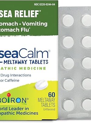 Boiron NauseaCalm Relief for Upset Stomach, Nausea, and Vomiting Due to Stomach Flu, Overindulgence, or Motion Sickness - Non-Drowsy - 60 Count