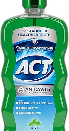 ACT Anticavity Zero Alcohol Fluoride Mouthwash 18 fl. oz., With Accurate Dosing Cup, Mint