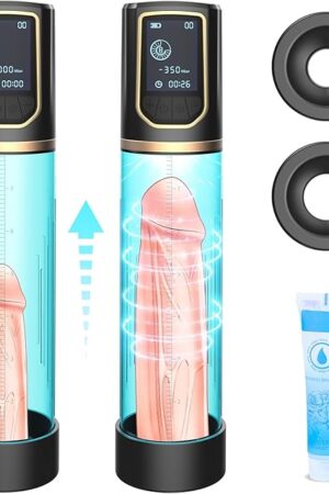 Automatic Penis Pump for Men Erection & Enlargement with 2 * 8 Modes, Male Sex Toys Self-Vacuum Sensuality Pump Penis Enlargers & Stimulation Penis Training Device Couple Adult Toys, 3 Penis Rings