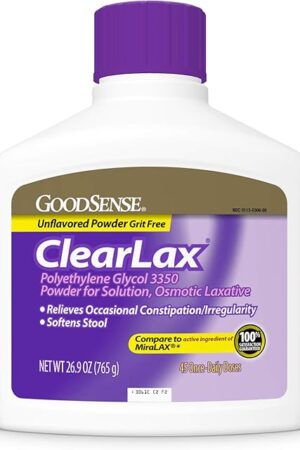 GoodSense Polyethylene Glycol 3350 Powder for Solution, Osmotic Laxative, Softens Stool, Relieves Occasional Constipation, 269 Ounce