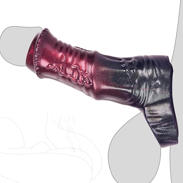 Horse Dildo Penis Cock Ring Sleeve Extender for Male, Monster Silicone Penis Enlargement Tool Grith Enhancer Sleeve Extender, Ejaculation Delay Erection Cock Rings for Men and Couples (Small)