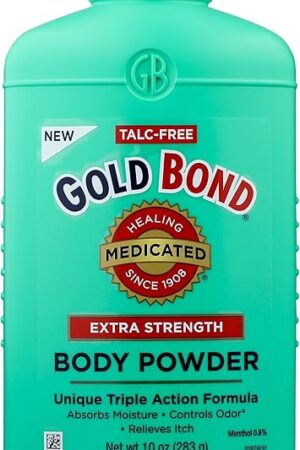 Gold Bond Medicated Talc-Free Extra Strength Body Powder, 10 oz, for Cooling, Absorbing Itch Relief