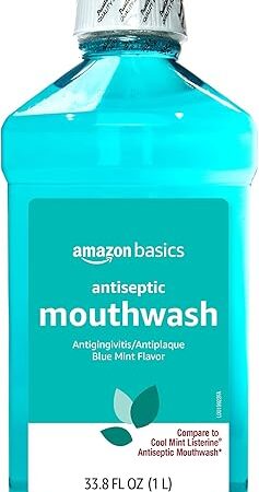 Amazon Basics Antiseptic Mouthwash, Blue Mint, 1 Liter, 338 Fluid Ounces, 1-Pack (Previously Solimo)