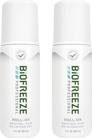 Biofreeze Professional Pain Relief Roll On for Knee, Neck, Hip, Joint, & Shoulder, Simple Backache Pain Reliever, Sore Muscle Relief, Roll-On Menthol Gel 3 Fl Oz (Pack of 2)