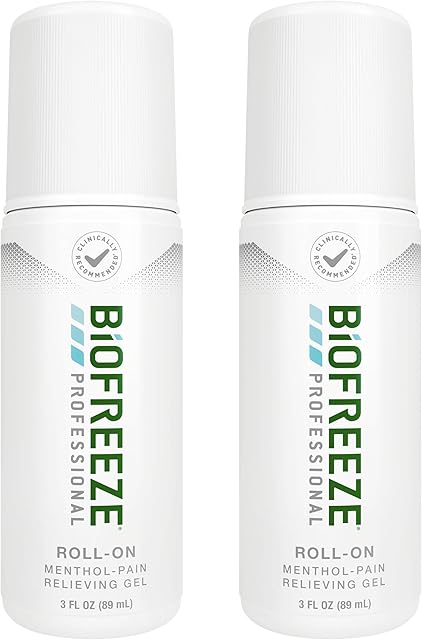 Biofreeze Professional Pain Relief Roll On for Knee, Neck, Hip, Joint, & Shoulder, Simple Backache Pain Reliever, Sore Muscle Relief, Roll-On Menthol Gel 3 Fl Oz (Pack of 2)