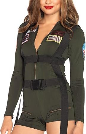 Women's Top Gun Spandex Romper Costume