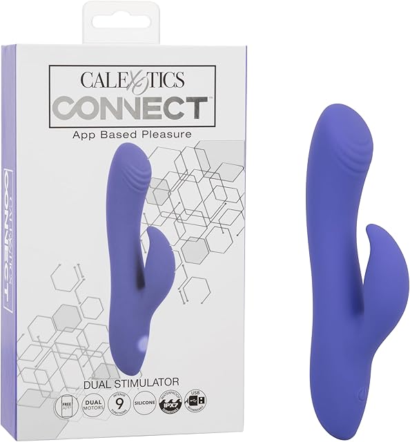 CalExotics Connect Dual Stimulator, 9 Modes Waterproof Silicone Rabbit Vibrator for Women with APP Remote Control - SE-0001-20-3