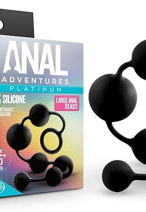 Blush Novelties Anal Adventures Platinum - Advanced 16 Inch Large Puria Silicone Anal Beads - Ultrasilk Smooth - Sturdy Retrieval Ring - Flexible - Graduated Beads for Comfort - Sex Toy