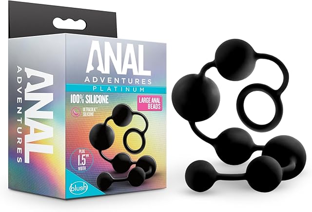 Blush Novelties Anal Adventures Platinum - Advanced 16 Inch Large Puria Silicone Anal Beads - Ultrasilk Smooth - Sturdy Retrieval Ring - Flexible - Graduated Beads for Comfort - Sex Toy