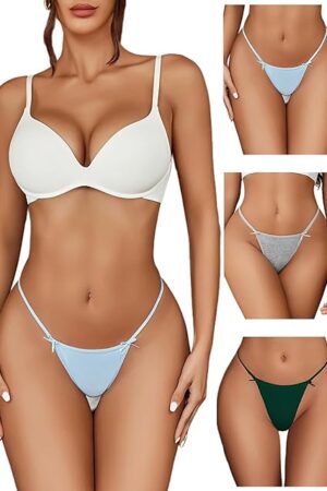 G String Thongs for Women Cheeky Breathable Underwear Sexy No Show Panties 3 Pack