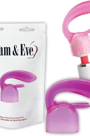 Adam & Eve Magic Rabbit Wand Attachment for Vibrating Massagers, Dual Action Stimulation with Thick Shaft Ribbed Tip & Bunny Ears for Internal & External Pleasure Compatible Magic Wand