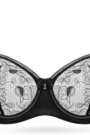 Women's Sexy Lace Bra Sheer Balconette Bralette See-Through Bras Embroidered Unlined Underwire