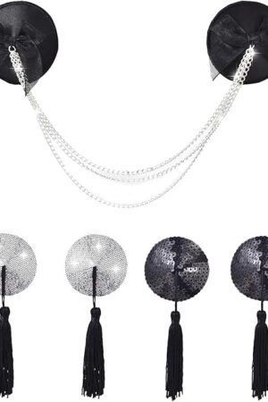 3-Pair Sexy Pasties Set Sequin Nipple Covers | Tassels & Bow Breast Stickers Reusable Lingerie Accessories