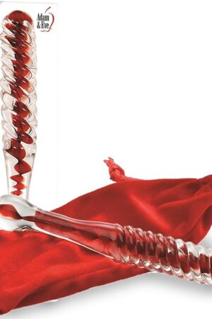 Eve's Sweetheart Swirl Glass Dildo by Adam & Eve Textured Glass for G Spot and P Spot Pleasure Raised Swirls for Intense Sensations Great for Temperature Play Non Porous and Easy to Clean 8.75 Inches