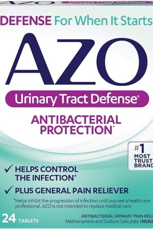 AZO Urinary Tract Defense Antibacterial Protection, FSA/HSA Eligible, Helps Control a UTI Until You Can See a Doctor, from The No. 1 Most Trusted Urinary Health Brand, 24 Count (Pack of 1)