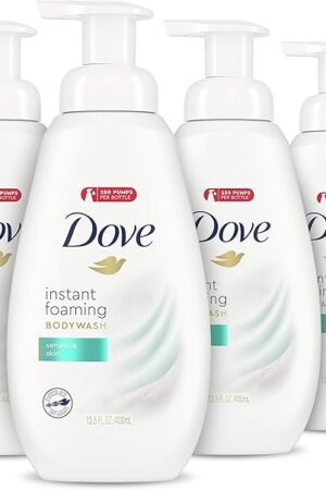 Dove Instant Foaming Body Wash 4 Count for Softer and Smoother Skin Sensitive Skin Effectively Washes Away Bacteria While Nourishing Your Skin 135 oz