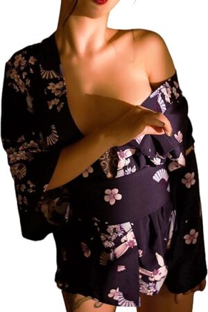 Japanese Kimono Robe Anime Lingerie Cute Bunny Sakura Cover Up Blouse Bathrobe Sexy pajamas