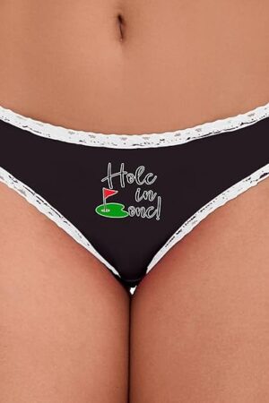 Hole In One Golf Themed Funny Sexy Bachelorette Gift Black and White Bikini Panties Adult Flirty Fun