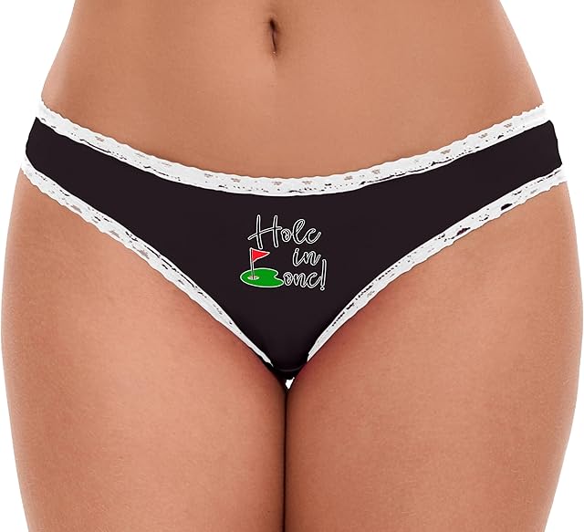 Hole In One Golf Themed Funny Sexy Bachelorette Gift Black and White Bikini Panties Adult Flirty Fun
