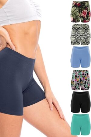 Womens 12 Pack Ultra Soft Brushed Active Yoga Stretch Mini -Bike Short Boxer Briefs